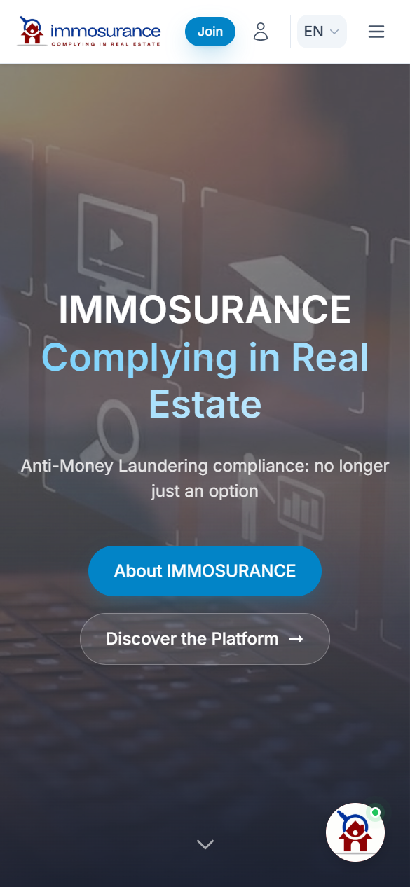 De website van Immosurance op een telefoon